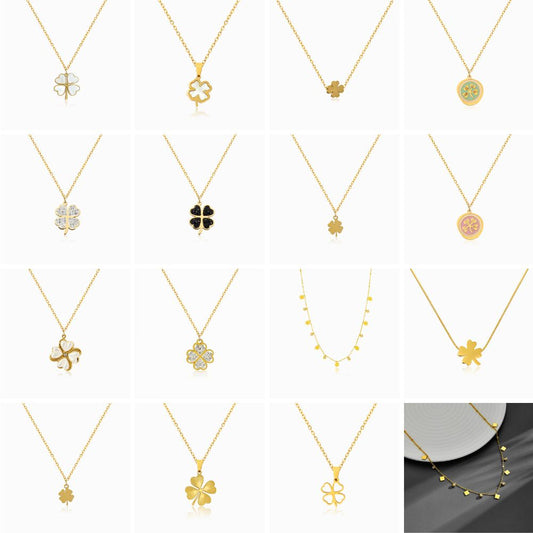 Conjunto 10 Colares Trevo de Coração CL0042 - Aço Inox