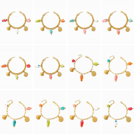 Conjunto 10 Pulseiras Verão SL8032 - Aço Inox