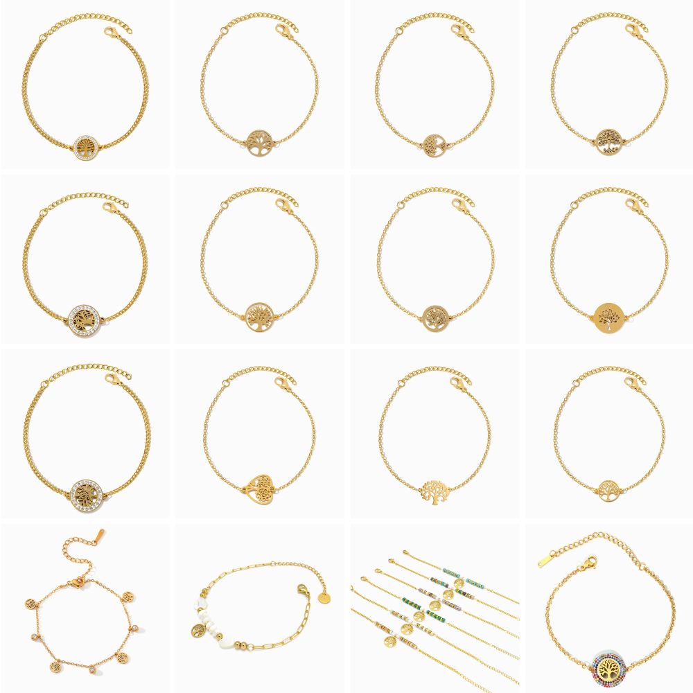 Conjunto 10 Pulseiras Árvore da Vida SL3117 - Aço Inox
