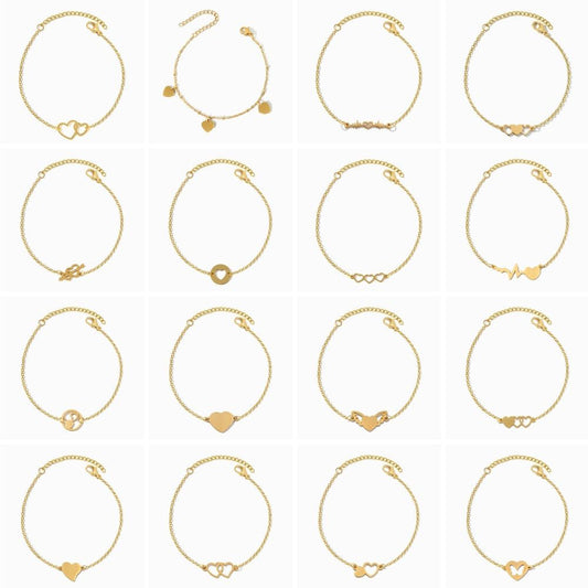 Conjunto Pulseiras Coração SL2340 - Aço Inox Dourado