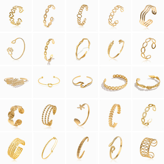  Conjunto Braceletes Ajustáveis SZ1059 - Aço Inox Dourado