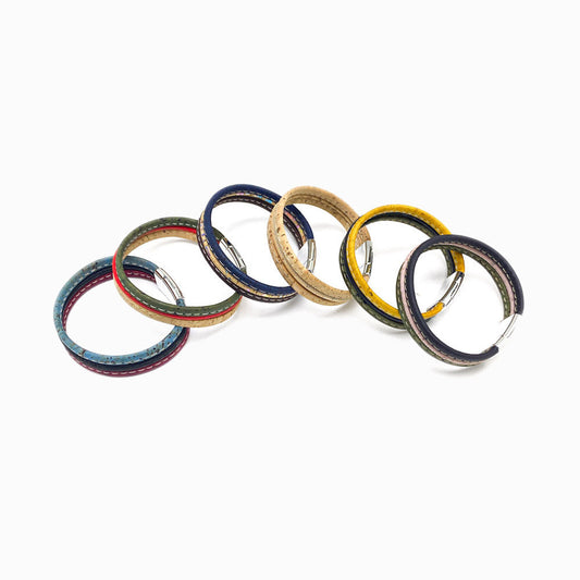 Conjunto 6un Mix Pulseira Tripla de Cortiça