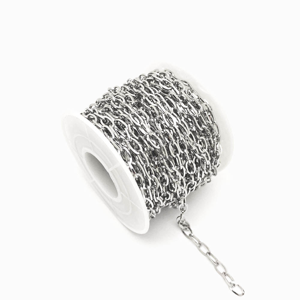 Rolo 10m Corrente Elo Oval 3.8mm - Aço Inox Prateado