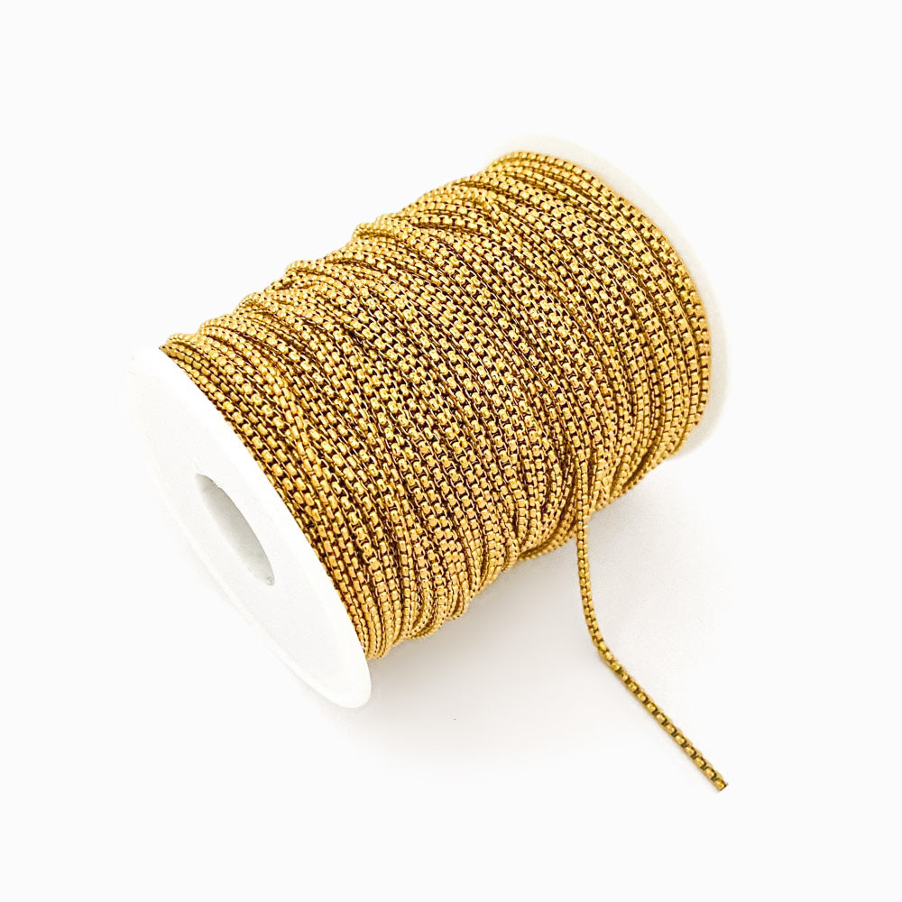 Corrente Elo Quadrado - Aço Inox Dourado