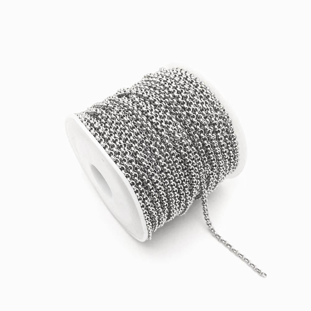  Rolo 10m Corrente Malha Portuguesa - Aço Inox Dourado