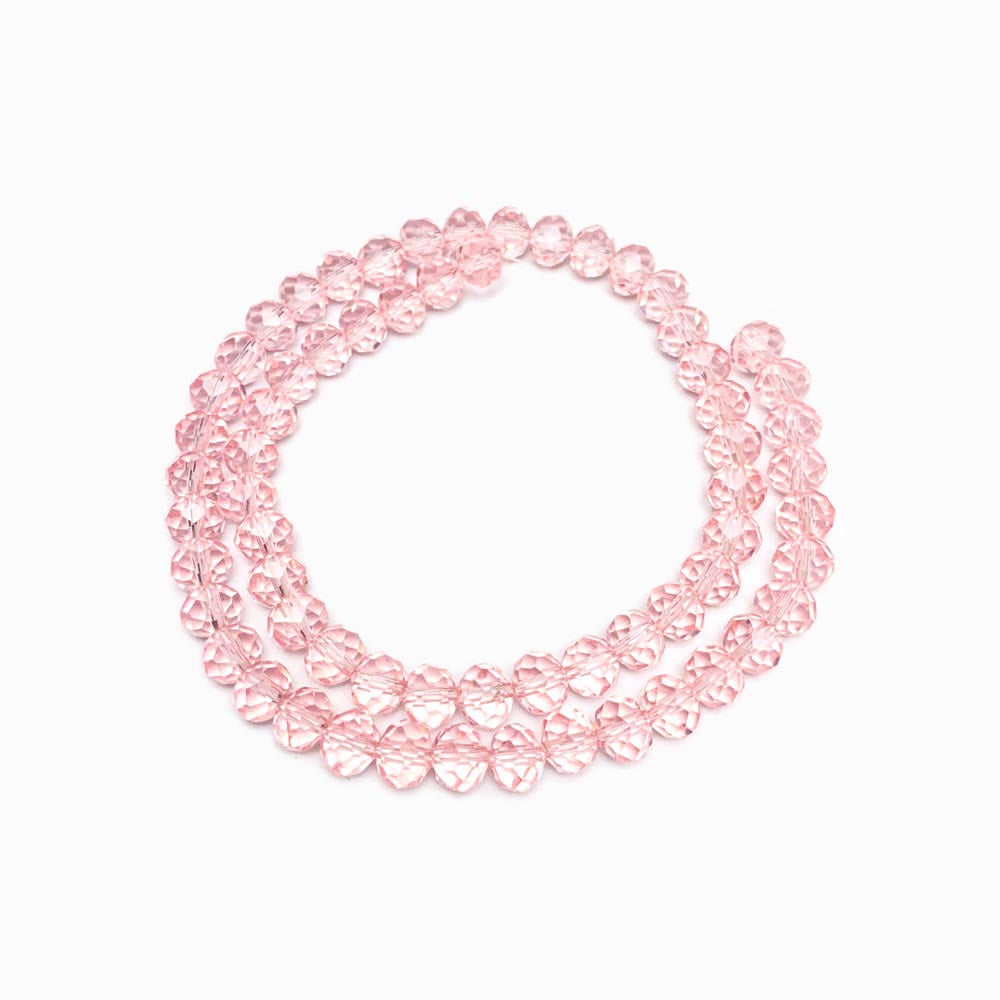 Contas Cristal Facetado Transparente Rosa Claro 8mm