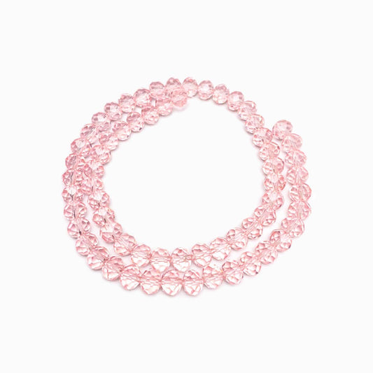 Contas Cristal Facetado Transparente Rosa Claro 8mm