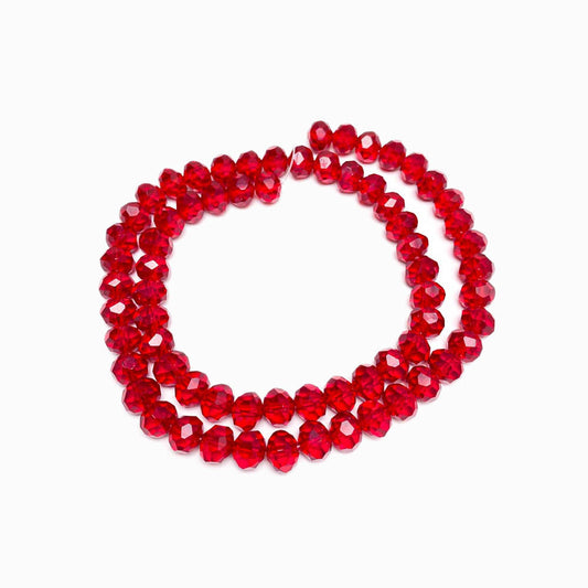 Fiada Contas de Cristal de Vidro Facetado Transparente Vermelho 8mm
