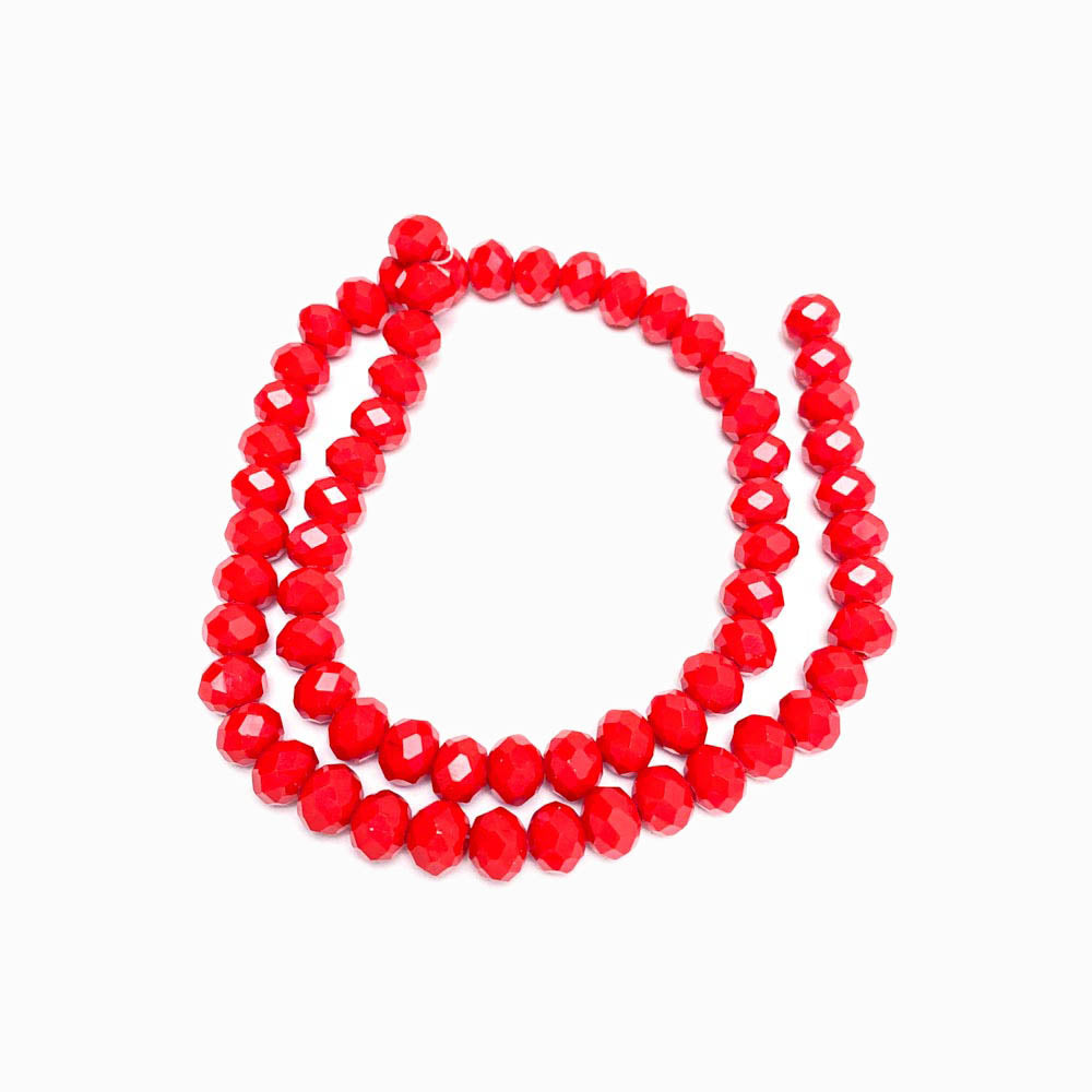 Fiada Contas de Cristal de Vidro Facetado Vermelho 8mm