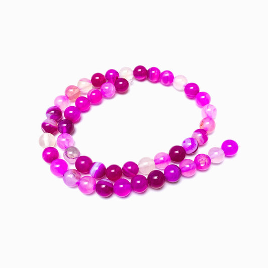 Fiada Contas Pedra Ágata Rosa Choque 8mm PN8081