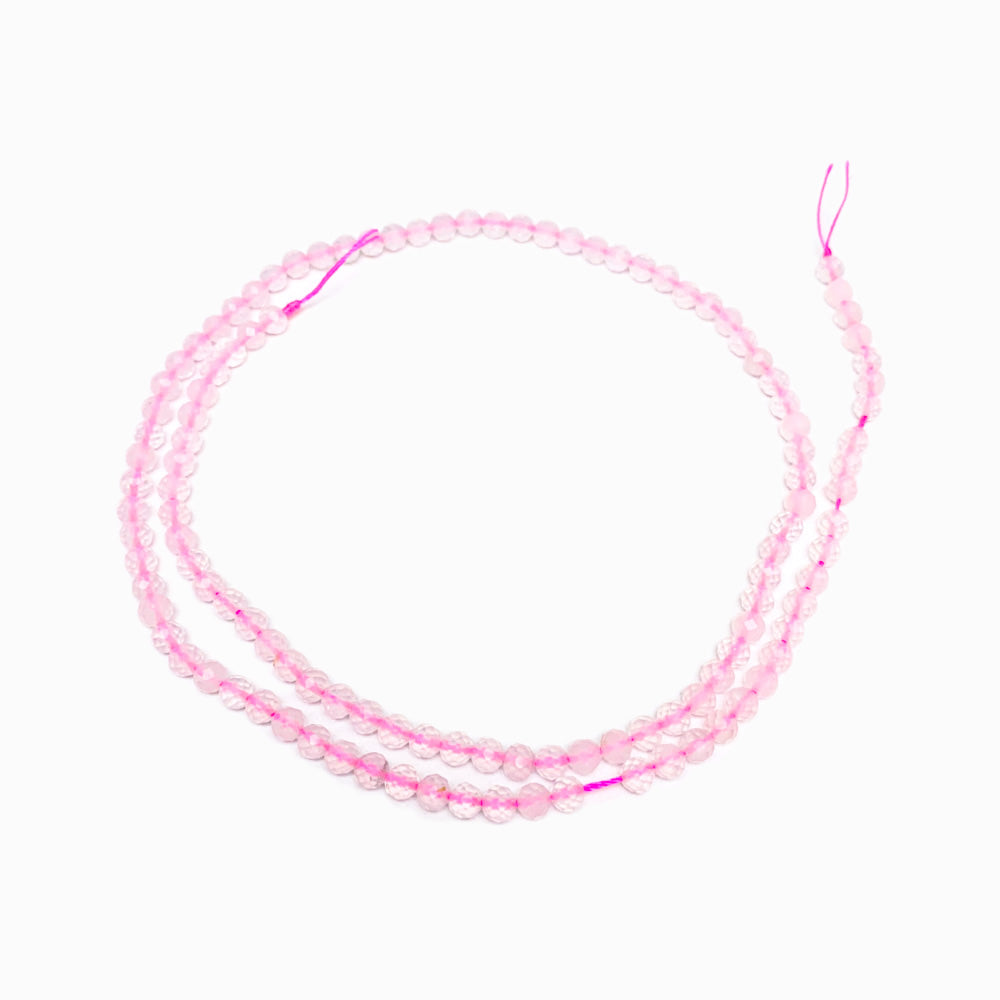 Fiada Contas Facetadas Quartzo Rosa 3.5mm