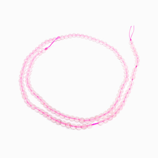 Fiada Contas Facetadas Quartzo Rosa 3.5mm