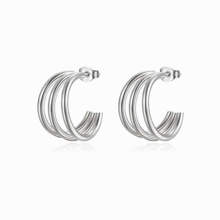 Brincos de Argola 25mm BR1365 - Aço Inox Prateado