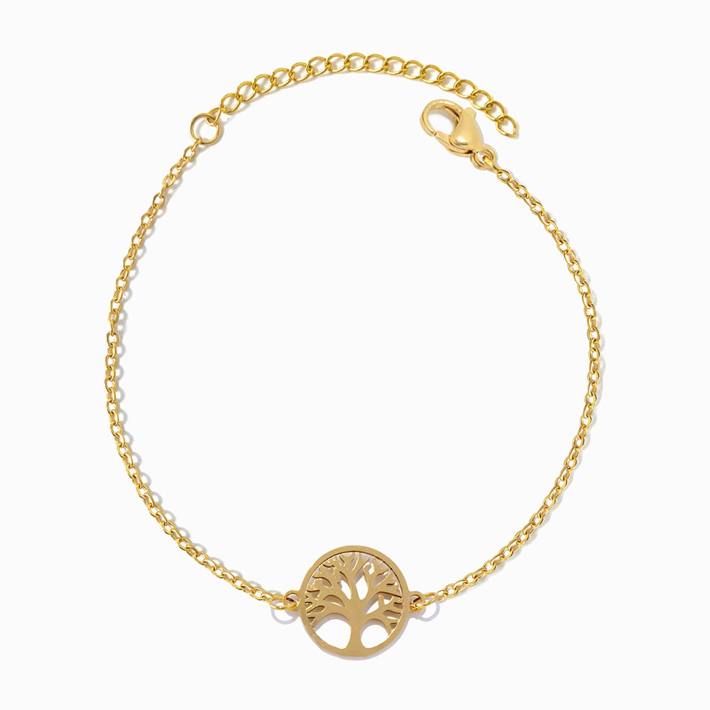 Pulseira Árvore da Vida SL2332 - Aço Inox Dourado