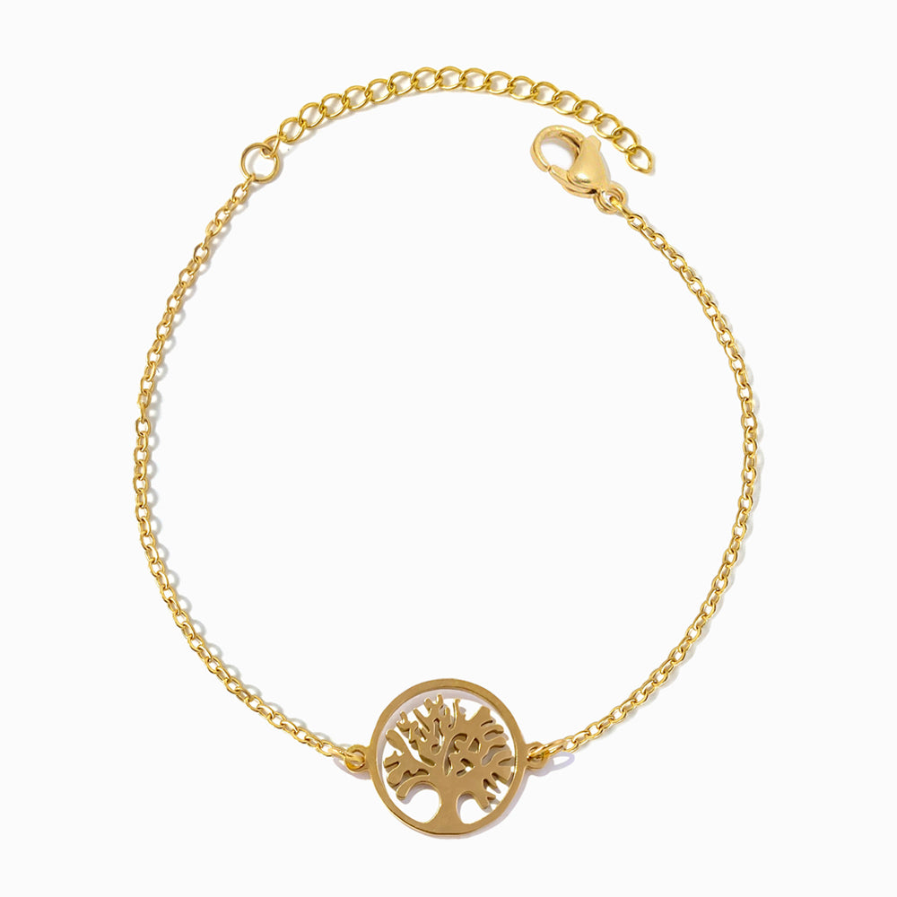 Pulseira Árvore da Vida SL2333 - Aço Inox Dourado