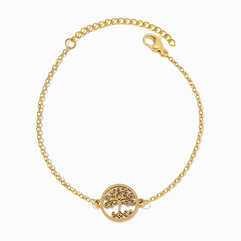 Pulseira Árvore da Vida SL2334 - Aço Inox Dourado