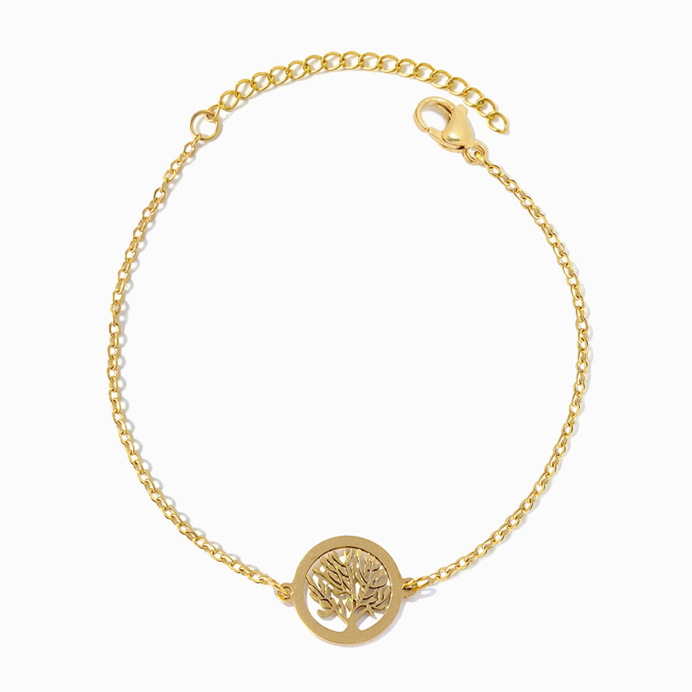 Pulseira Árvore da Vida SL2335 - Aço Inox Dourado