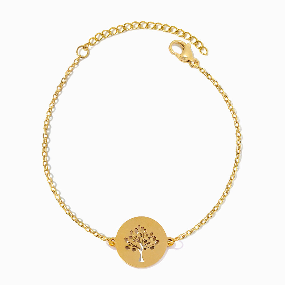Pulseira Árvore da Vida SL2336 - Aço Inox Dourado