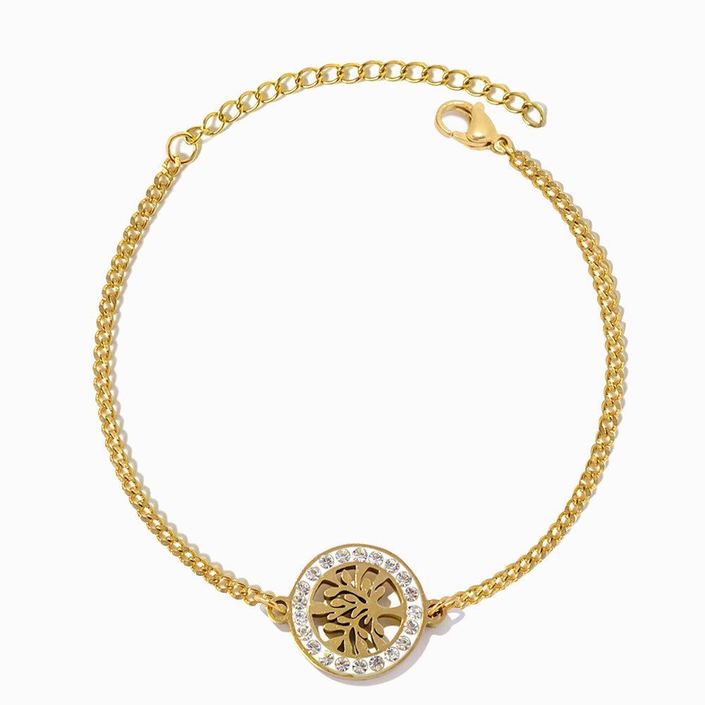 Pulseira Árvore da Vida SL2338 - Aço Inox Dourado
