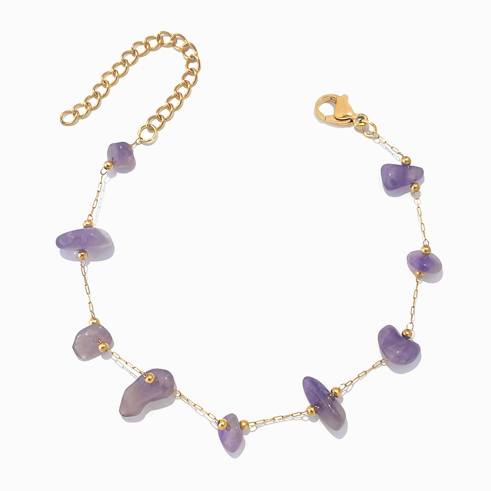 Pulseira com Ametista SL8017 - Aço Inox