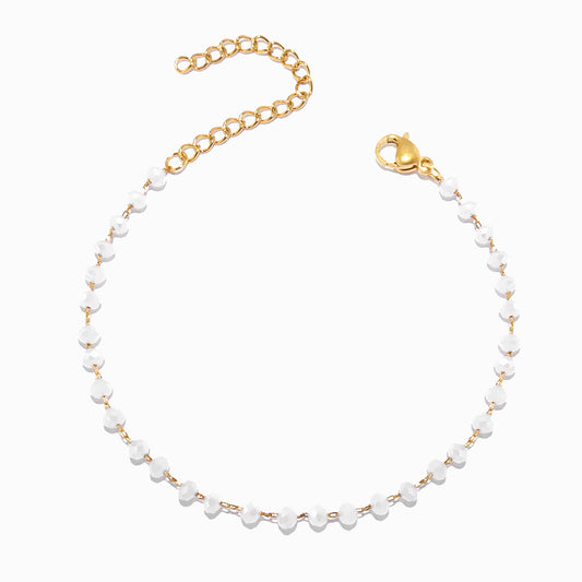 Pulseira com Cristal Branco SL2215 - Aço Inox