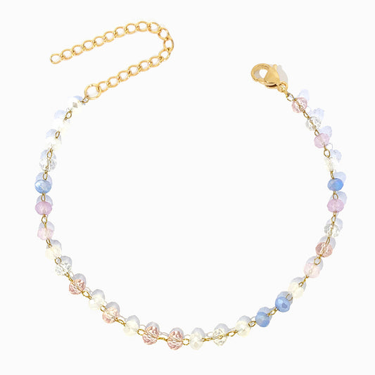 Pulseira de Pé com Cristal Mix SL2278 - Aço Inox