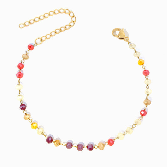 Pulseira de Pé com Cristal Mix SL2279 - Aço Inox