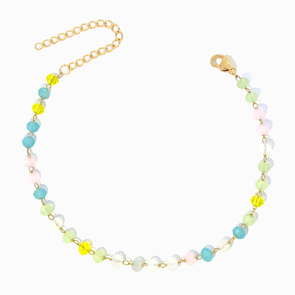 Pulseira de Pé com Cristal Mix SL2284 - Aço Inox