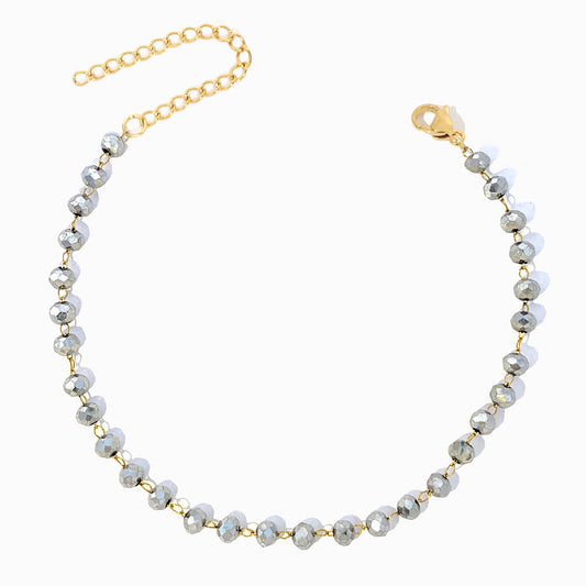 Pulseira com Cristal Prateado SL2273 - Aço Inox
