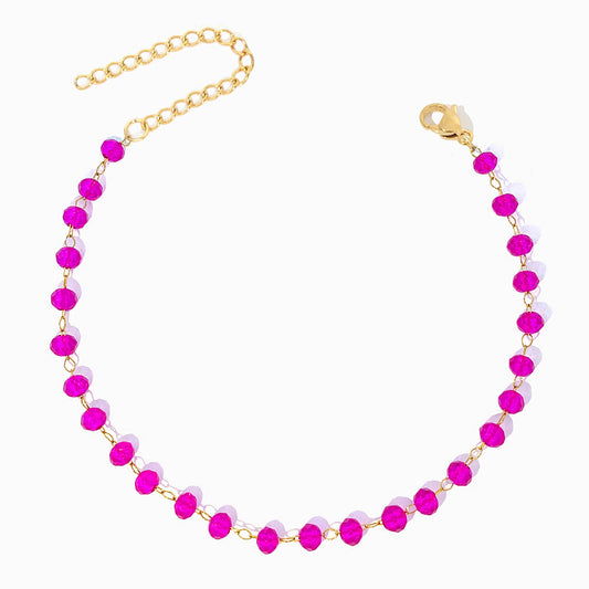 Pulseira com Cristal Rosa Choque SL2266 - Aço Inox