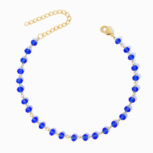 Pulseira de Pé com Cristal Azulão SL2274 - Aço Inox