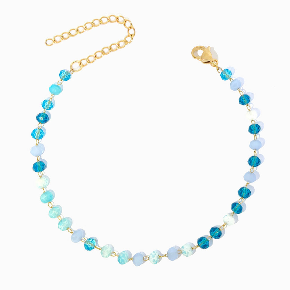 Pulseira de Pé com Cristal Mix SL2275 - Aço Inox