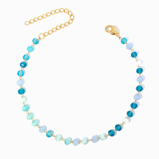 Pulseira de Pé com Cristal Mix SL2275 - Aço Inox