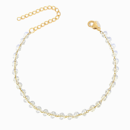 Pulseira de Pé com Cristal Transparente SL2276 - Aço Inox
