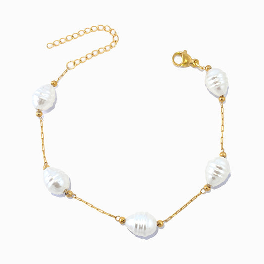 Pulseira com Pérolas Barrocas SL2293 - Aço Inox