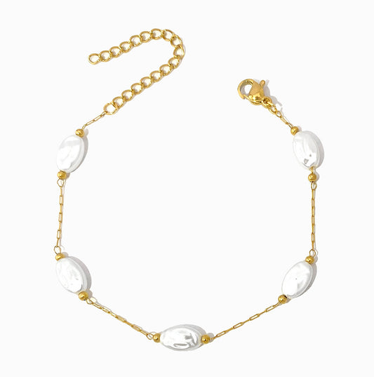 Pulseira com Pérolas Barrocas SL2304 - Aço Inox