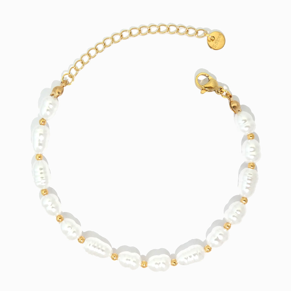 Pulseira com Pérolas SL3100 - Aço Inox Dourado