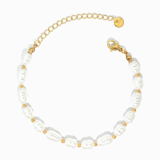 Pulseira com Pérolas SL3100 - Aço Inox Dourado