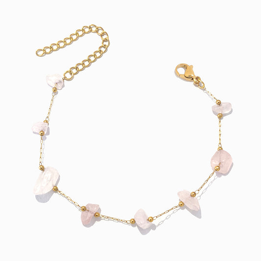 Pulseira com Quartzo Rosa SL8016 - Aço Inox