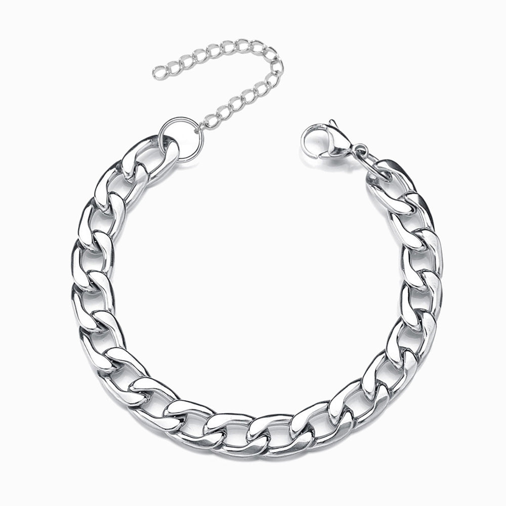 Pulseira Cubana para Mulher 8mm SL2237 - Aço Inox Prateado