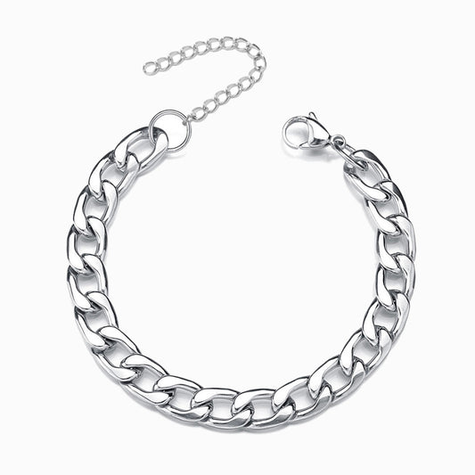 Pulseira Cubana para Mulher 8mm SL2237 - Aço Inox Prateado