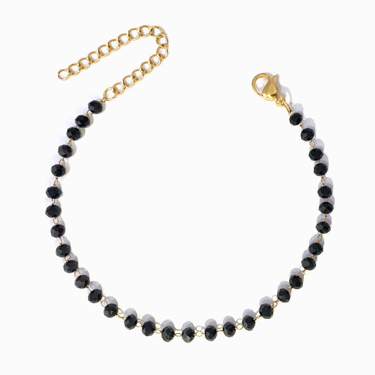 Pulseira de Pé com Cristal Preto SL2253 - Aço Inox