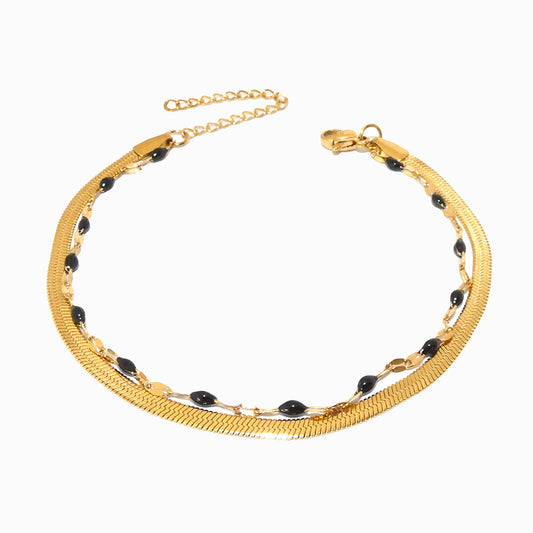 Pulseira de Pé Dupla 18+6cm SL2226 - Aço Inox