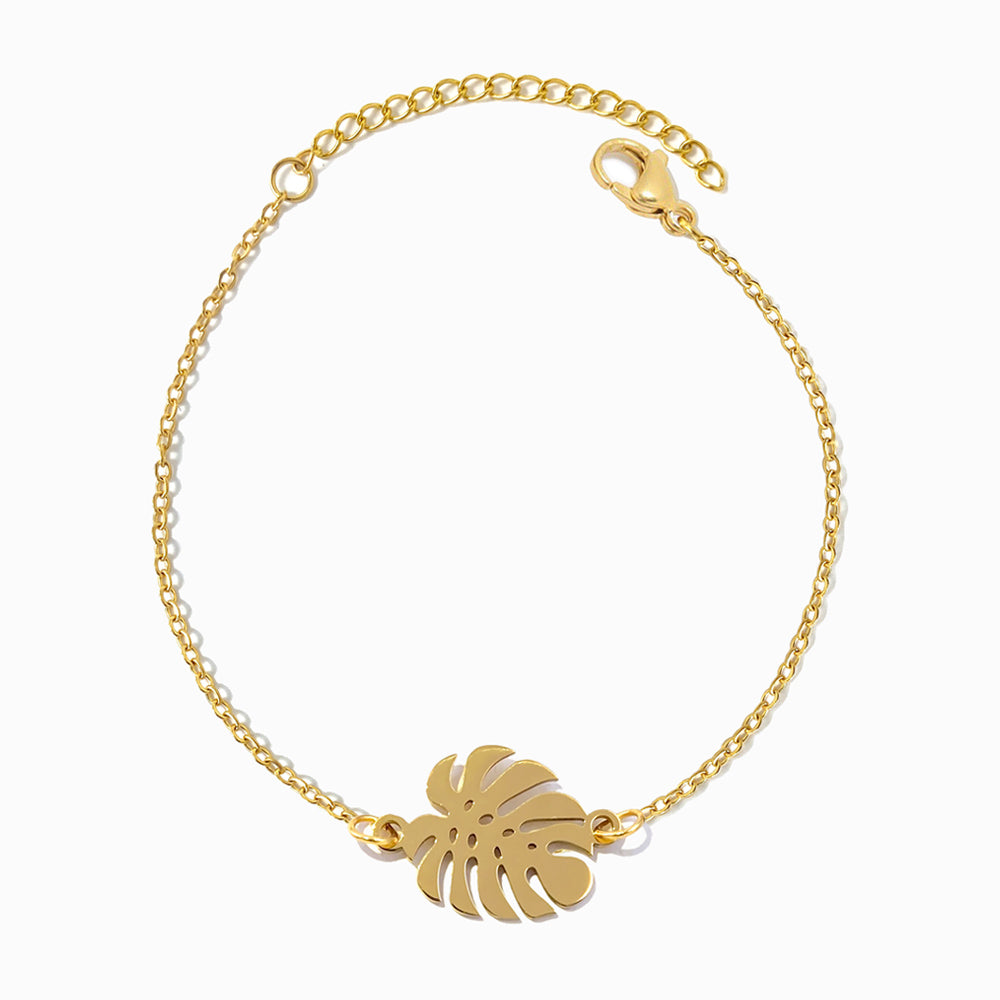 Pulseira Folha Palmeira SL2353 - Aço Inox Dourado