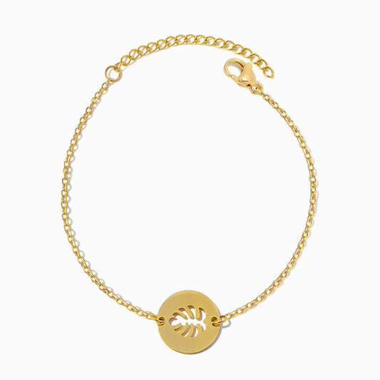 Pulseira Folha Palmeira SL2360 - Aço Inox Dourado