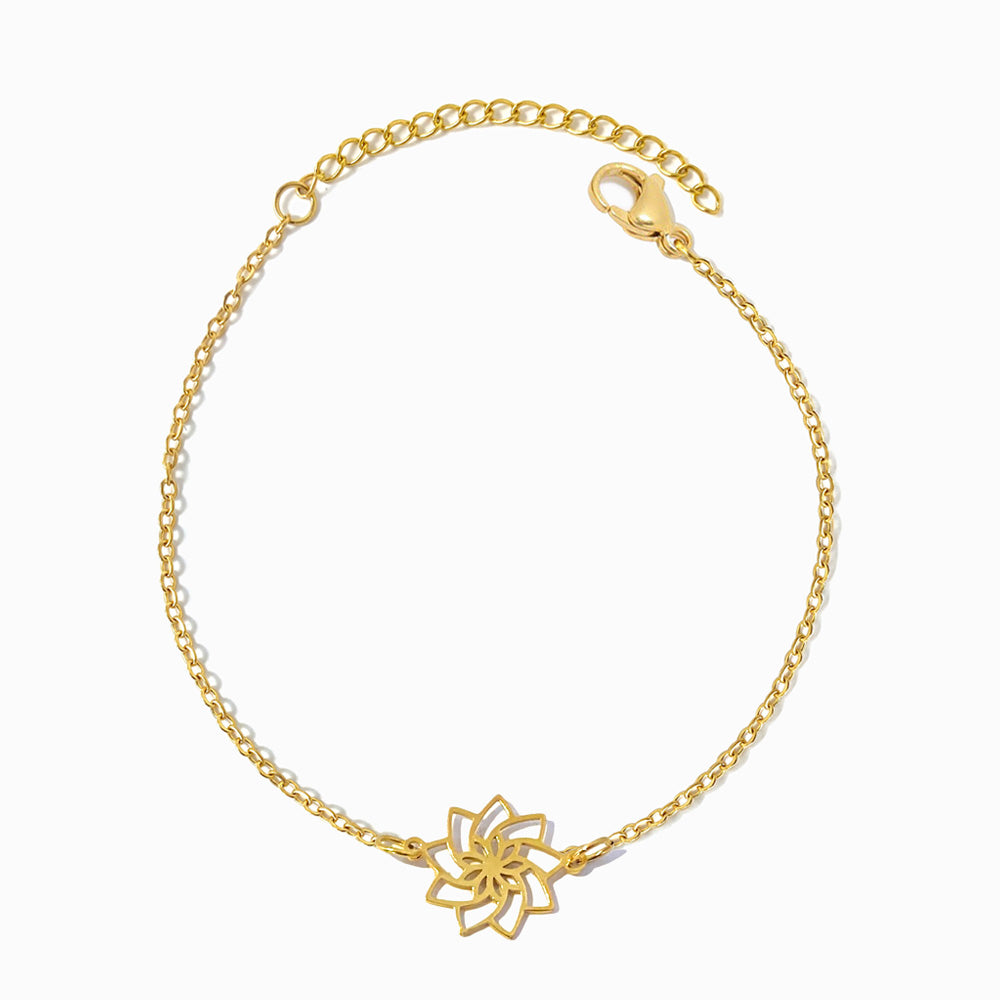 Pulseira Flor de Lótus SL236 - Aço Inox Dourado