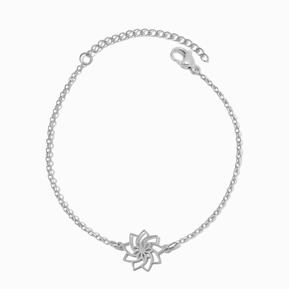 Pulseira Flor de Lótus SL236 - Aço Inox Prateado