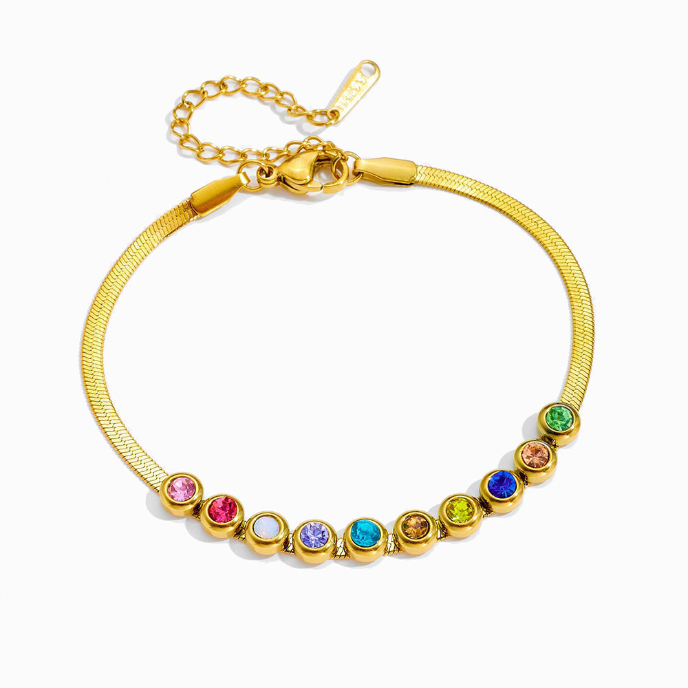 Pulseira Malha Snake com Pedras de Nascimento SL2309D - Aço Inox