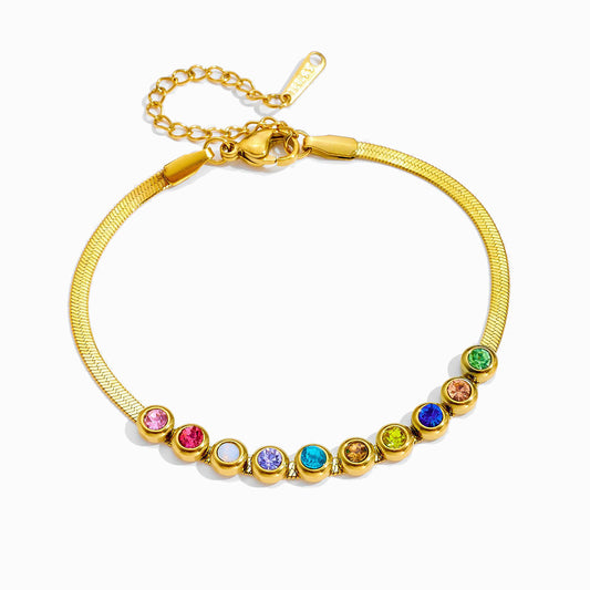 Pulseira Malha Snake com Pedras de Nascimento SL2309D - Aço Inox