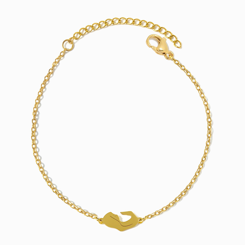 Pulseira com Nossa Senhora SL2182 - Aço Inox Dourado